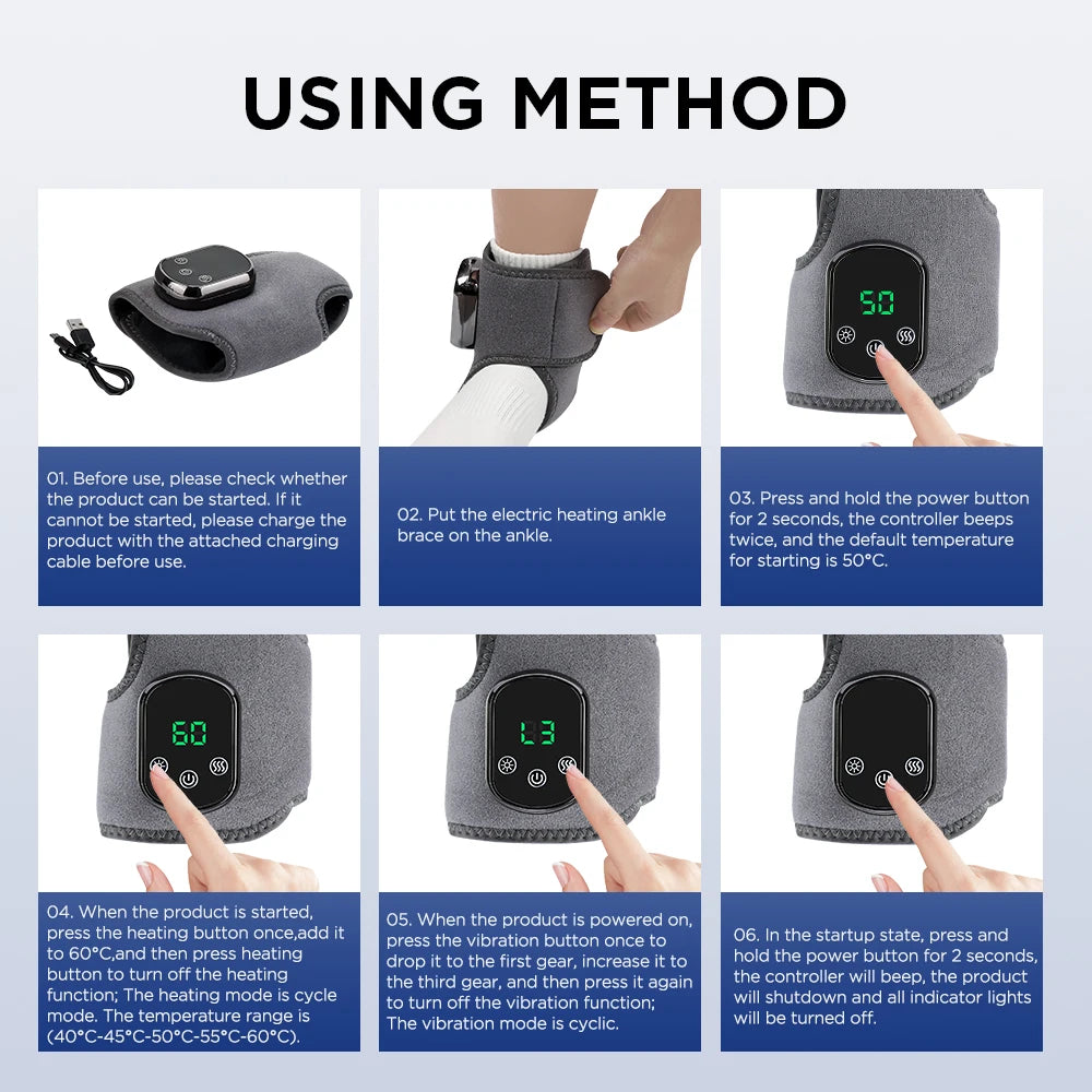 Hailicare Electric Foot Ankle Massager With Heat Vibration