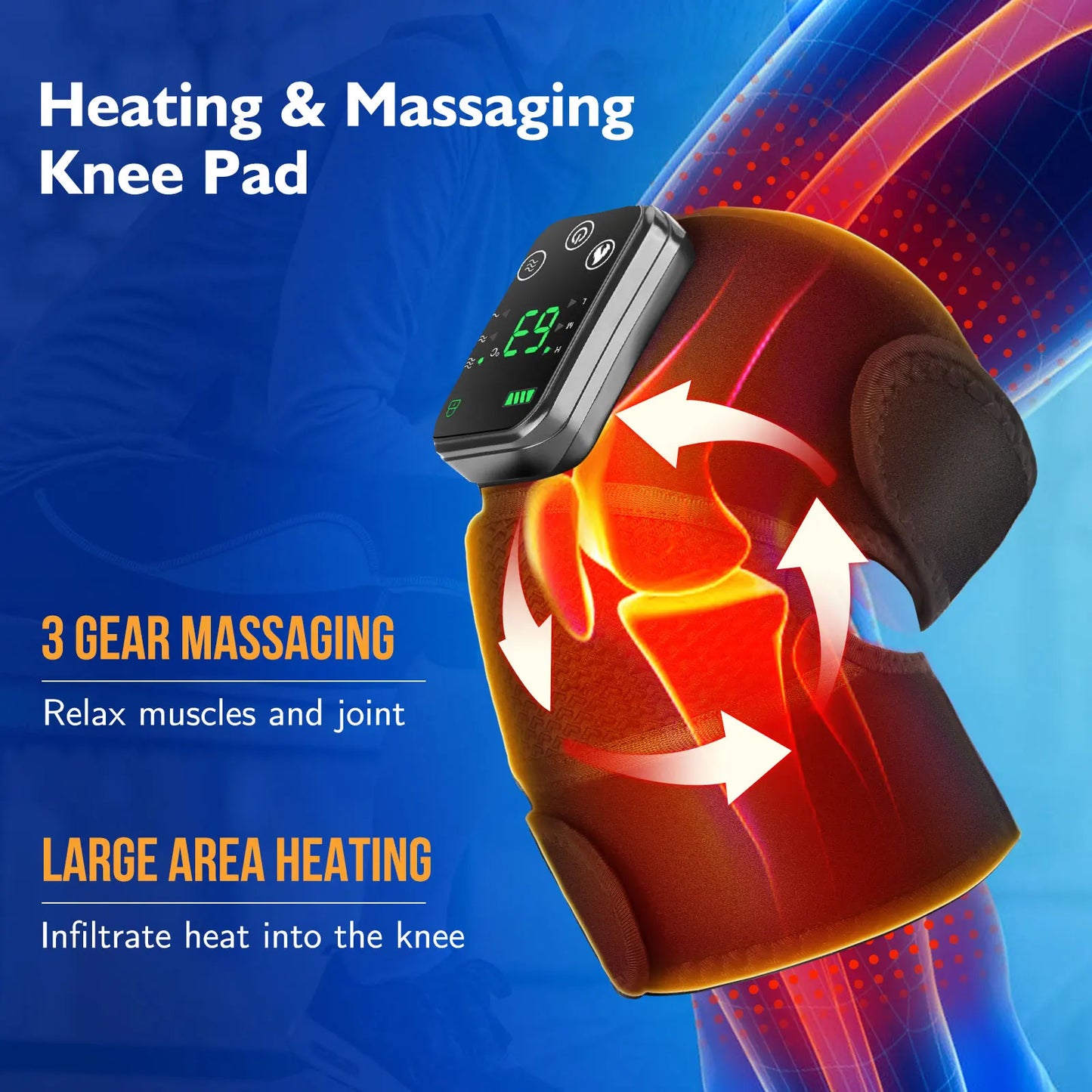 Hailicare 3 In 1 Cordless Heating Knee Pad Massager