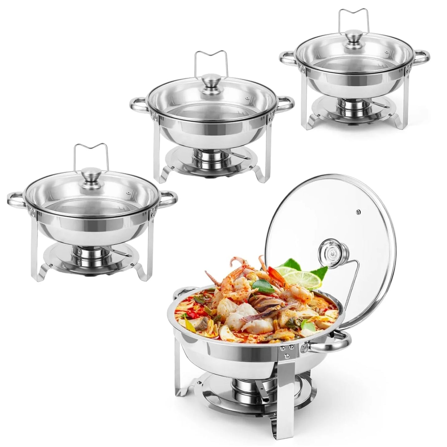 Feature Chafing Dish Buffet Set 5 Quart Warmers With Lids