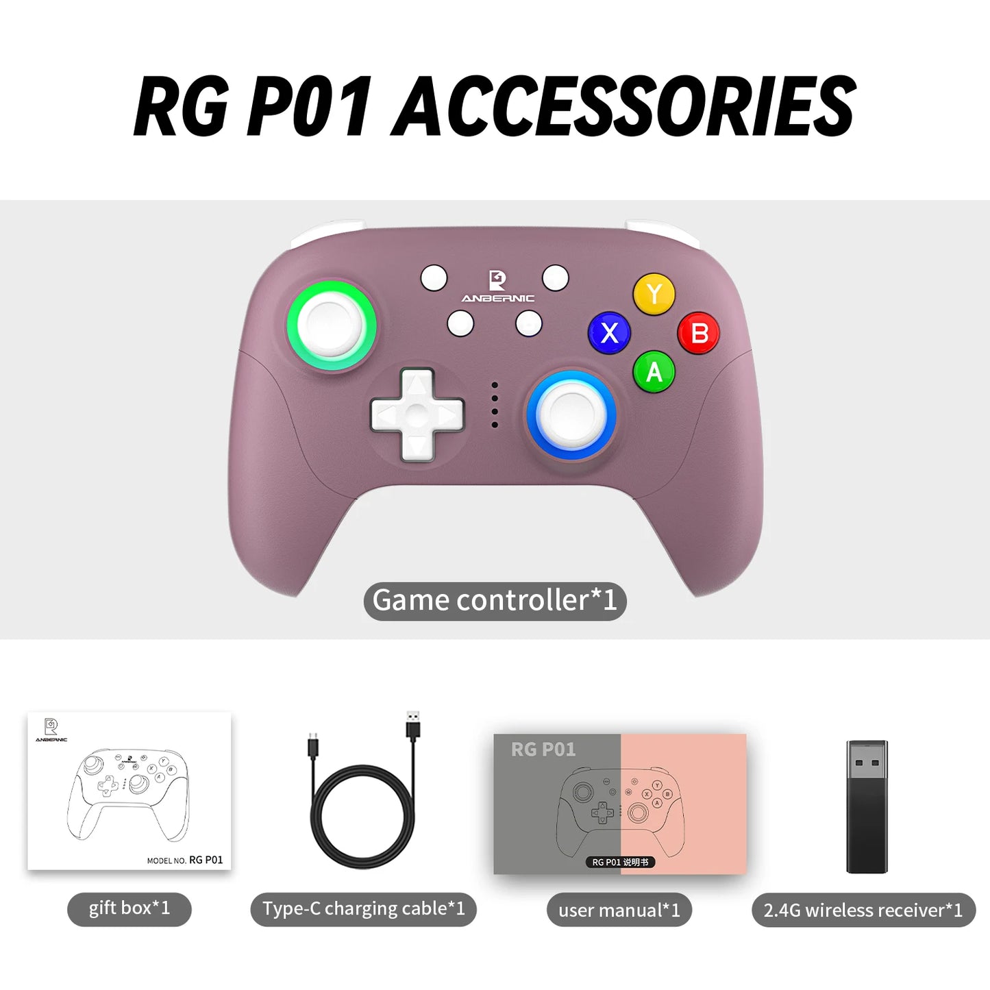 Anbernic RG P01 Retro Games Controller Wired Wireless Gamepad