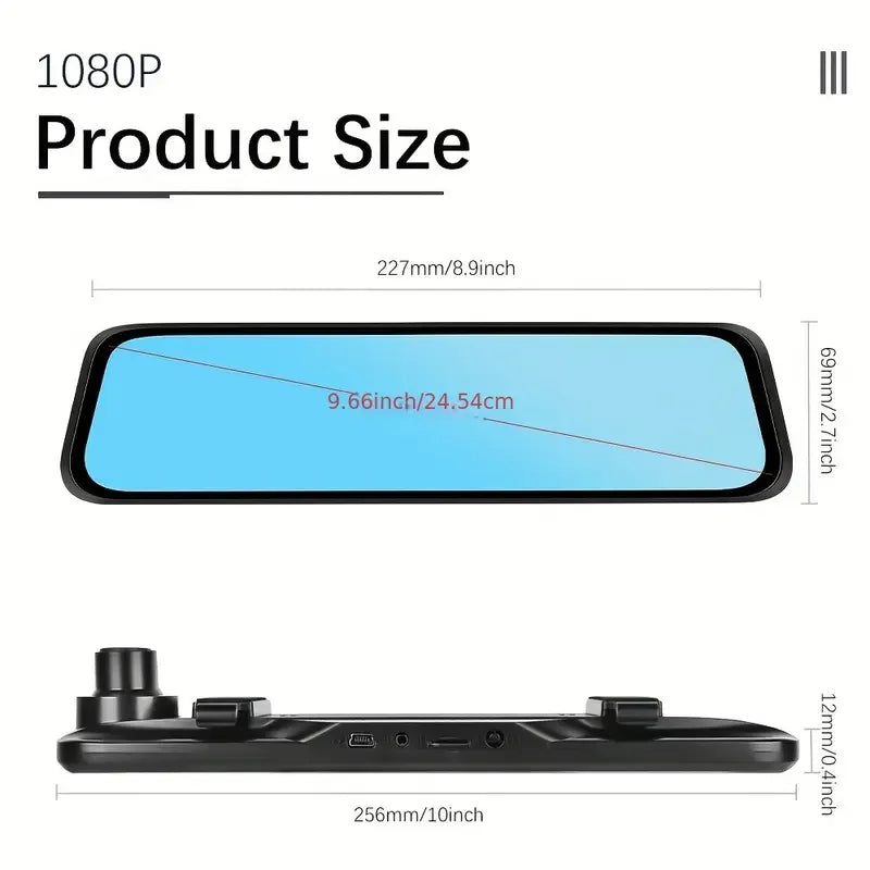 MUÜBAER IPS Mirror Dash Cam Front And Rear 4K Recording