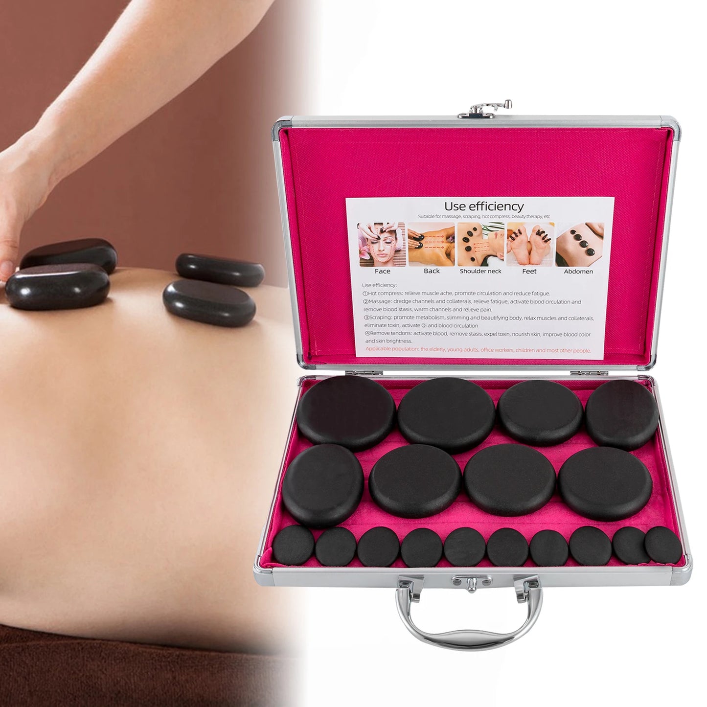Bymaocar Hot Stone Massage Set With Heater Box