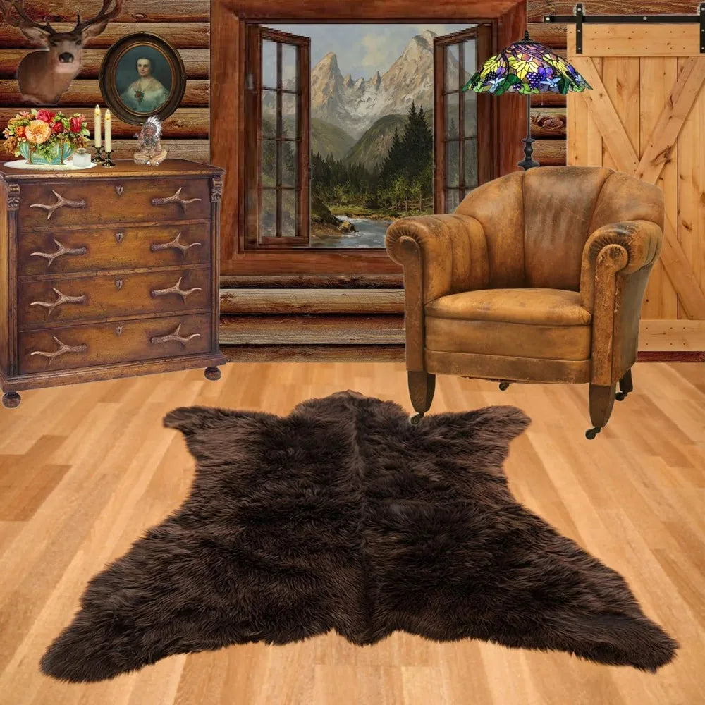 Luxurious Plush Faux Fur Bear Skin Rug For Cozy Living