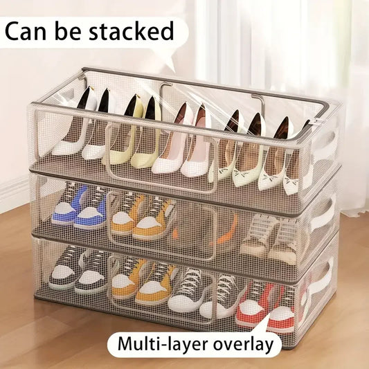 Hign-concerned Thickened Foldable Shoe Storage Box With Steel Frame