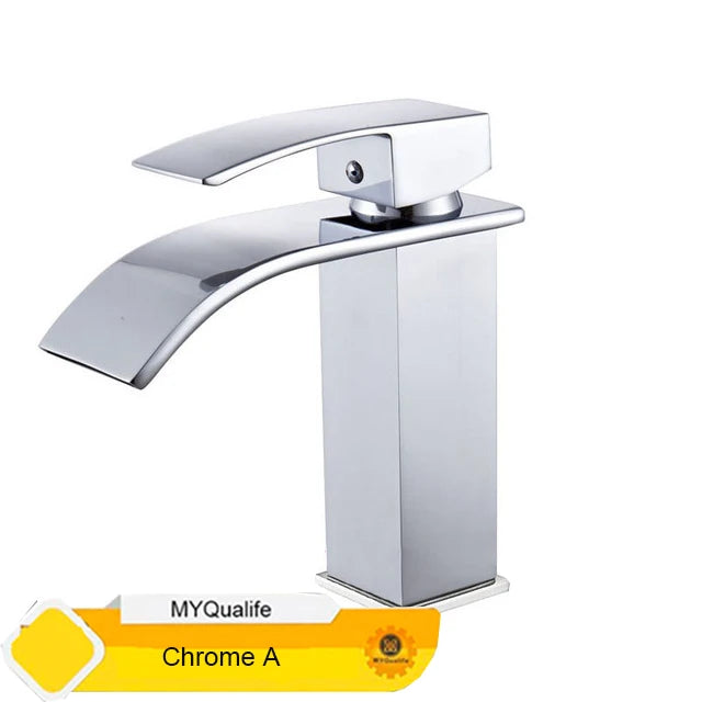 MYQualife Waterfall Bathroom Faucet Single Handle for Vessel Sink