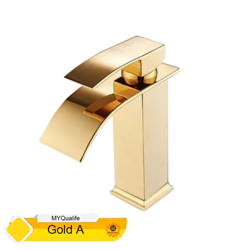 MYQualife Waterfall Bathroom Faucet Single Handle for Vessel Sink