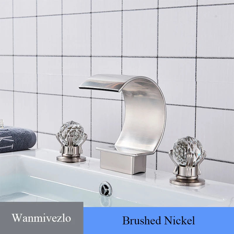 Wanmivezlo Waterfall Bathroom Basin Faucet Deck Mounted Dual Handle