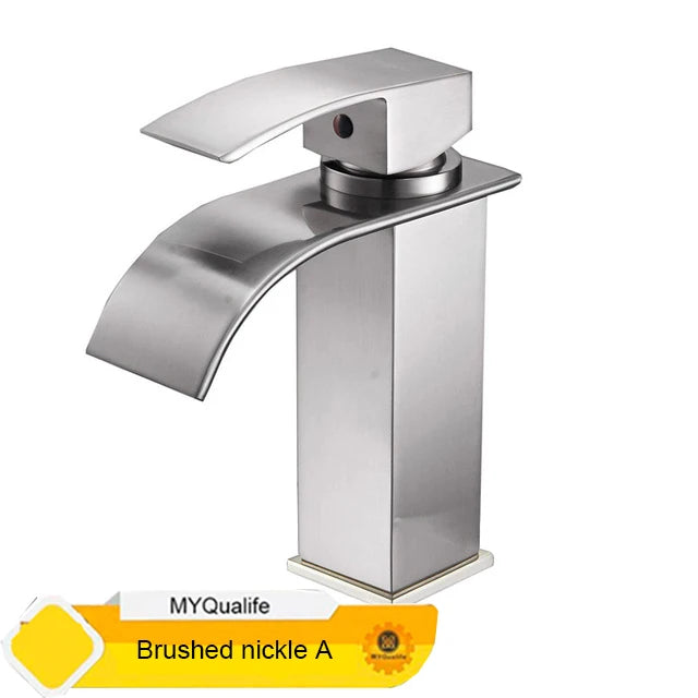 MYQualife Waterfall Bathroom Faucet Single Handle for Vessel Sink