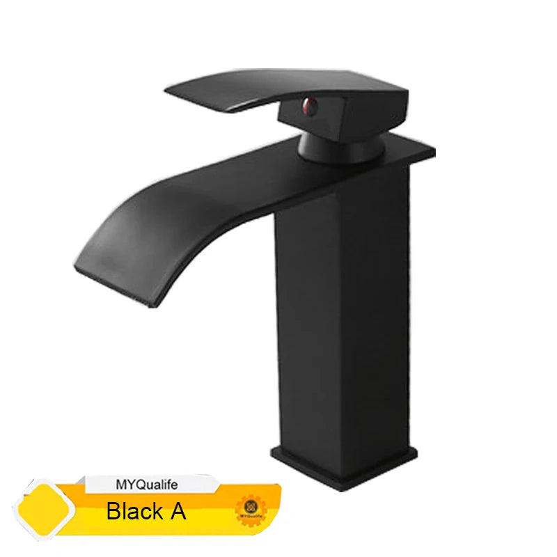 MYQualife Waterfall Bathroom Faucet Single Handle for Vessel Sink