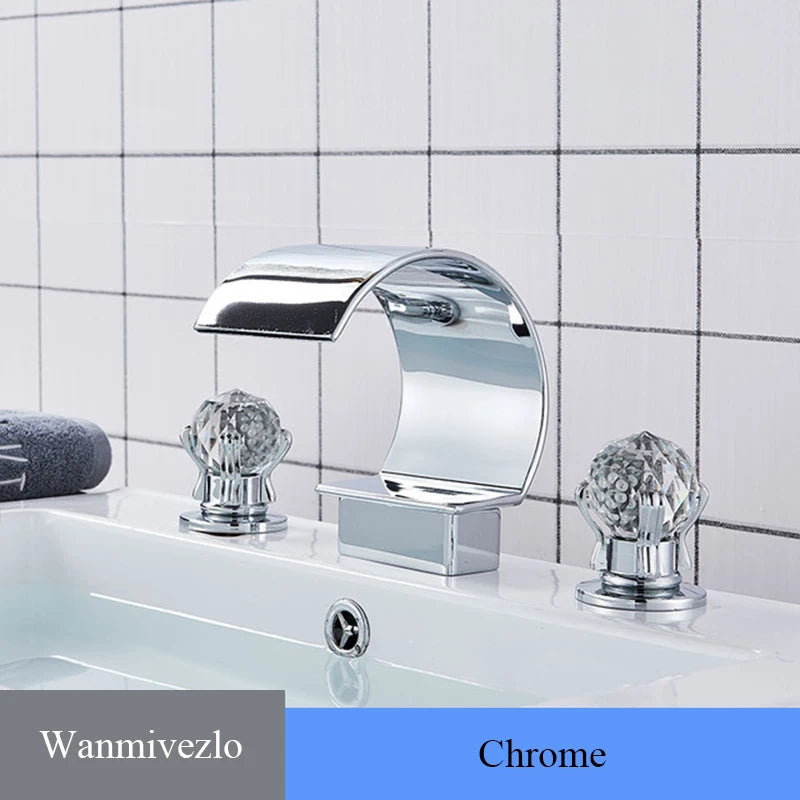 Wanmivezlo Waterfall Bathroom Basin Faucet Deck Mounted Dual Handle