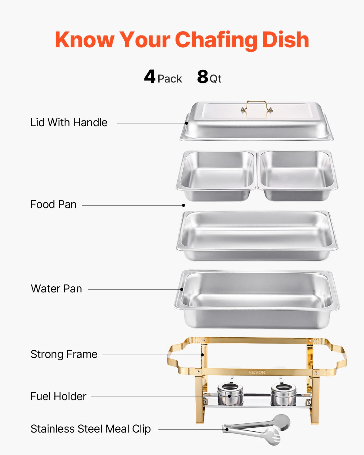 SucceBuy Stainless Steel Chafer Buffet Set With Pans Catering Warmer