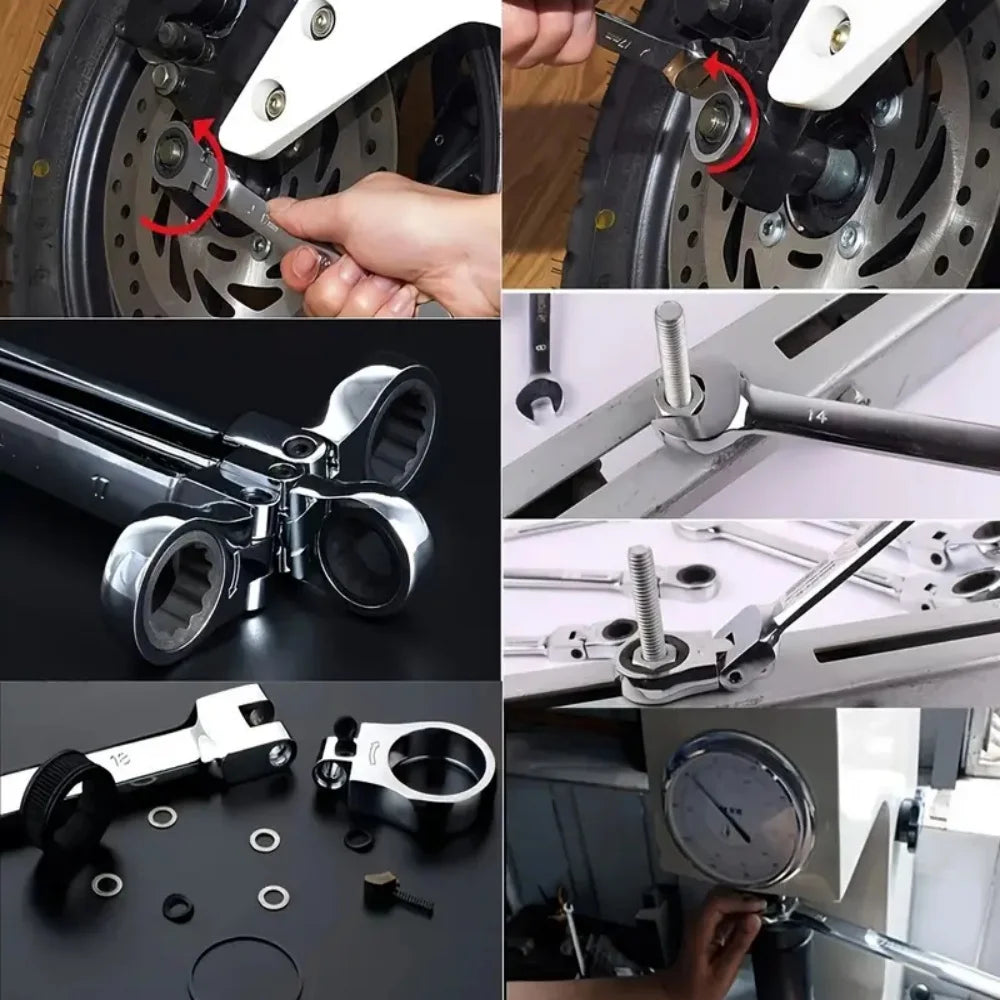 Flexible Ratcheting Combination Wrench Set for Metric Hand Tools