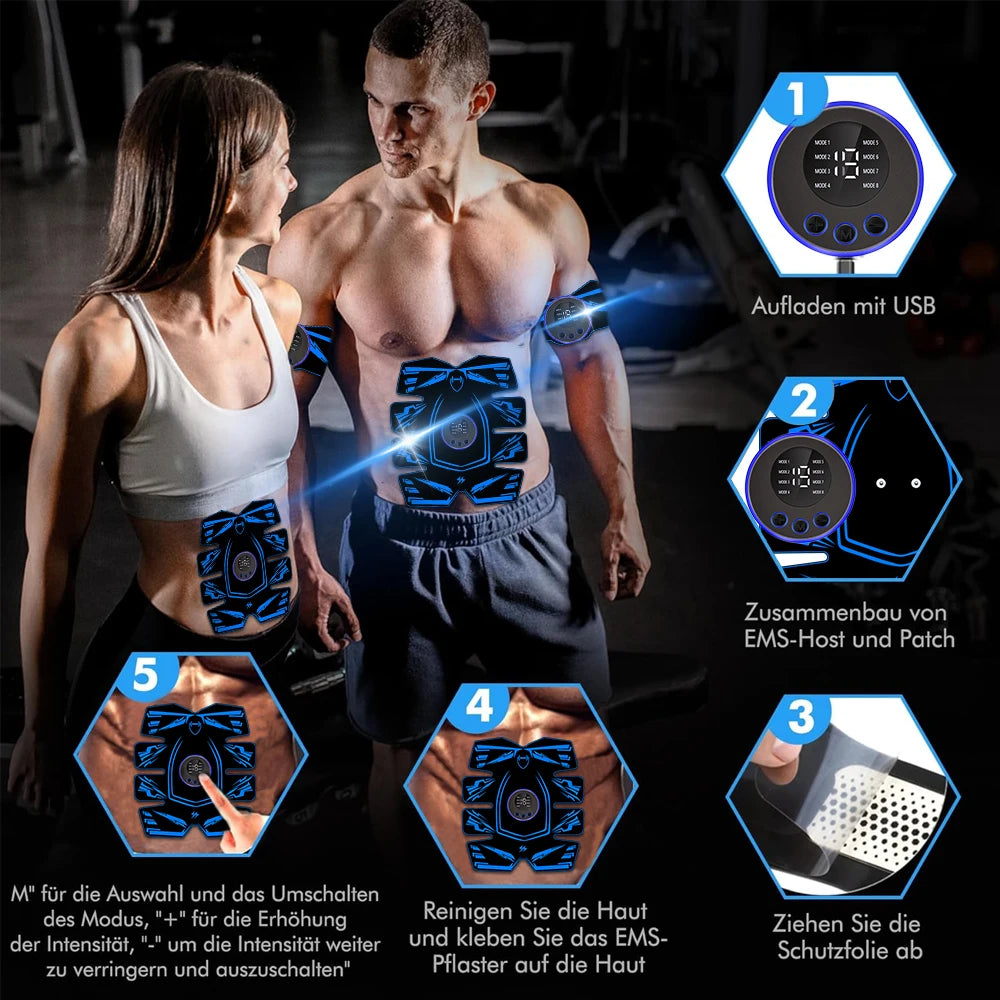 XMSJ EMS 8Pad Ab Trainer and Muscle Stimulator Vibration