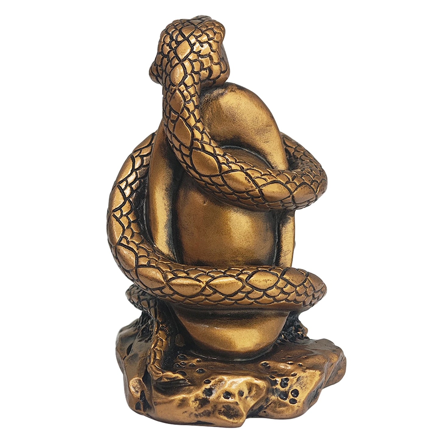 Feng Shui Chinese Zodiac Snake Embracing Gold Ingot Statue