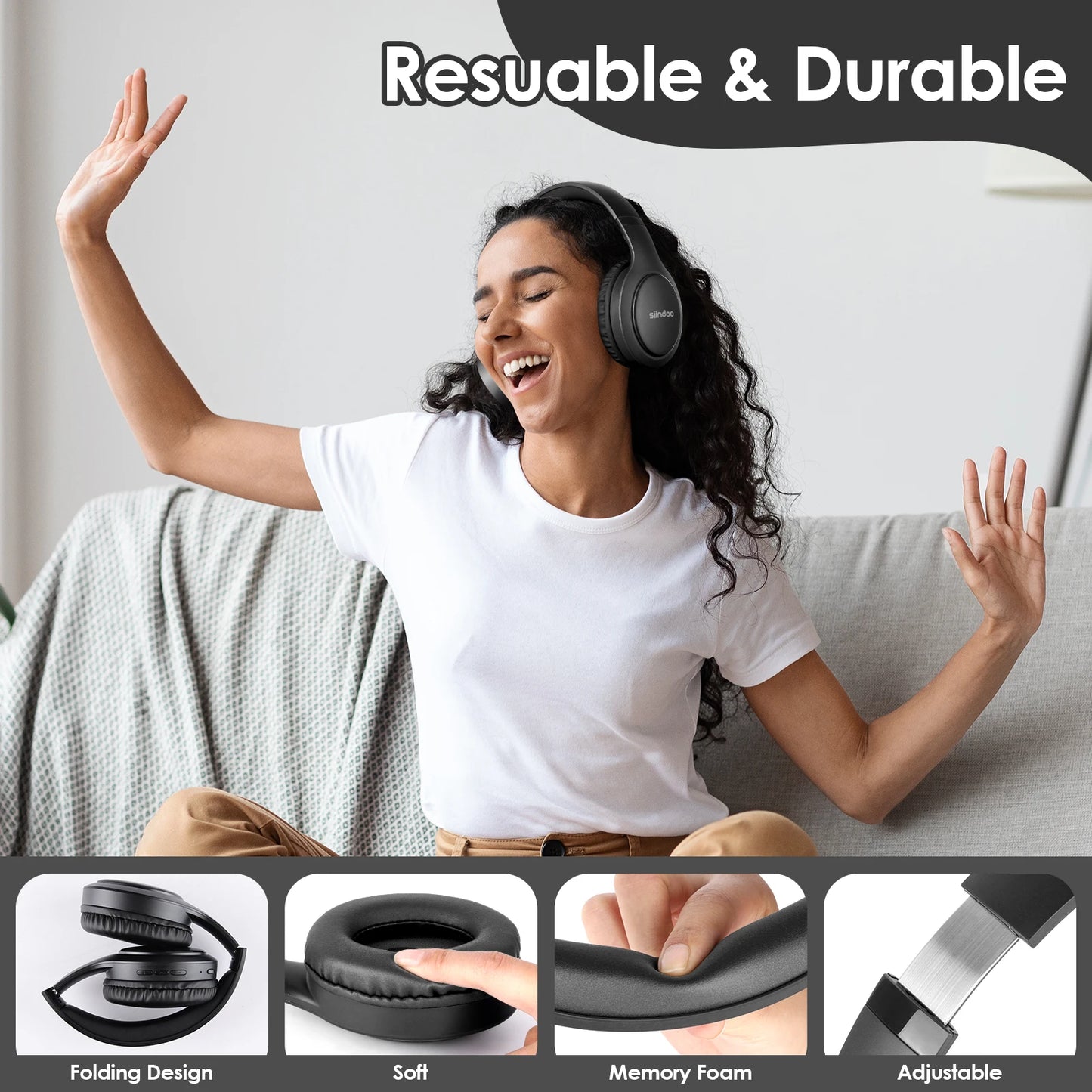 Siindoo JH 919 Wireless Bluetooth Headphones Foldable