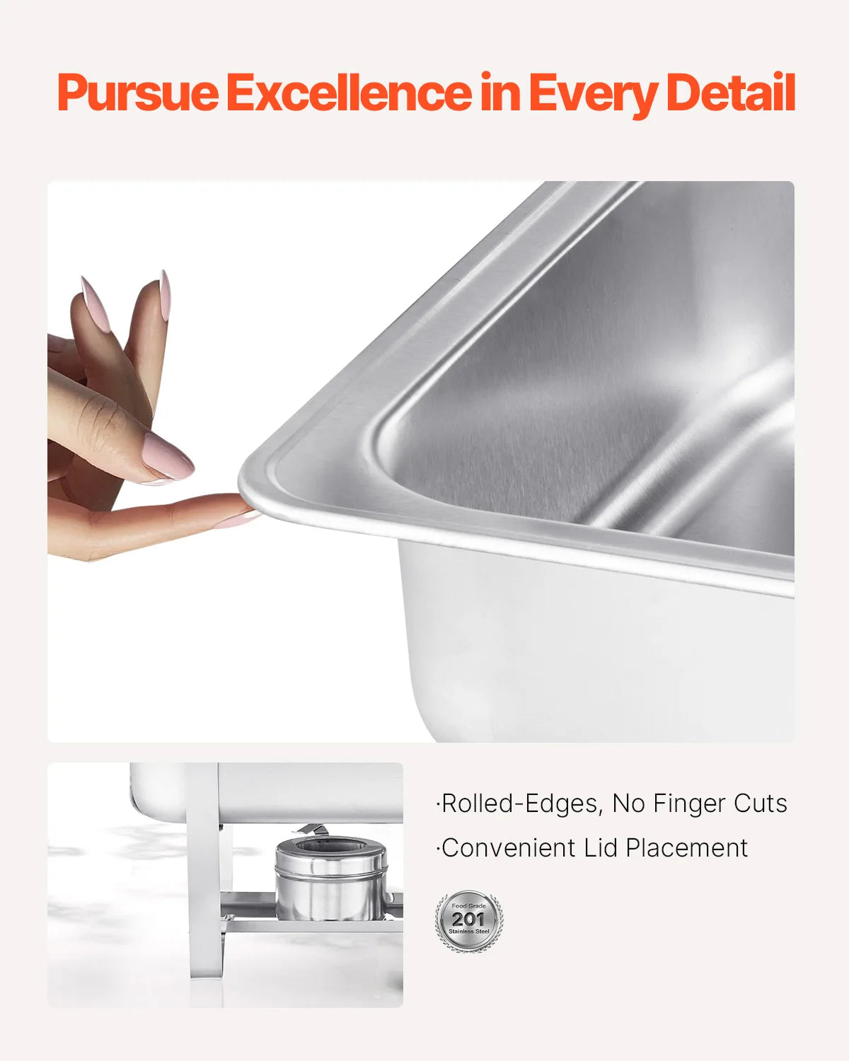 Succebuy Chafing Dish Buffet Set Stainless Steel Rectangular Warmer