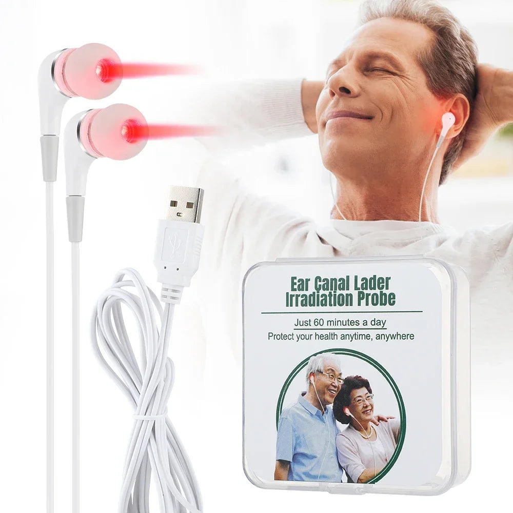 Hign-concerned 650nm Ear Canal Laser Therapy Line For Ear Care With 4 Earplugs And Inflammation Support