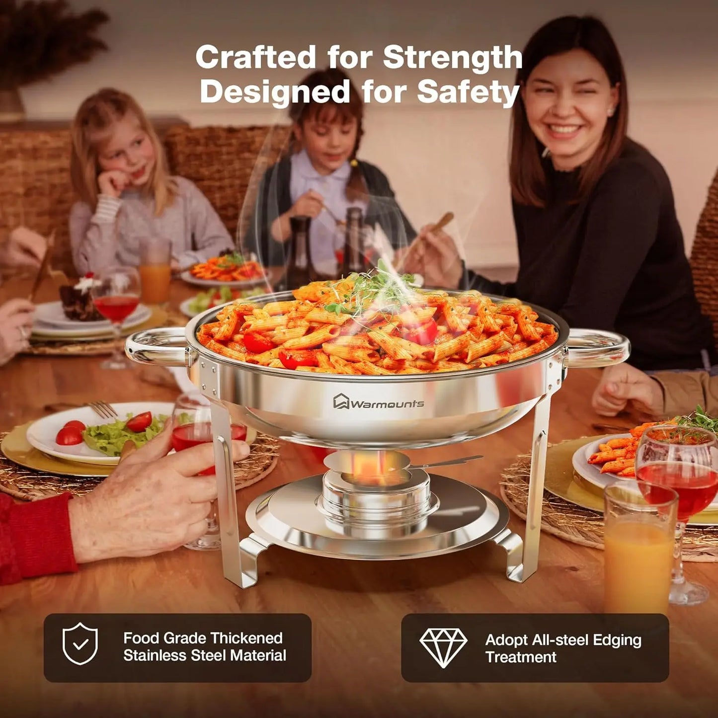 High Quality Stainless Steel Round Chafing Dishes With Glass Lid