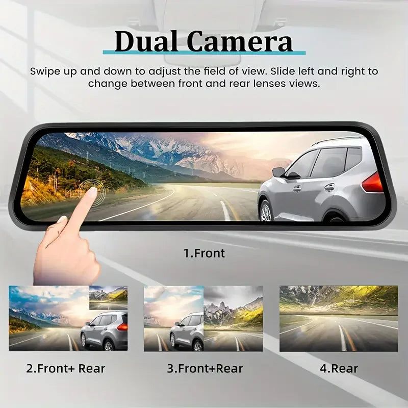 MUÜBAER IPS Mirror Dash Cam Front And Rear 4K Recording