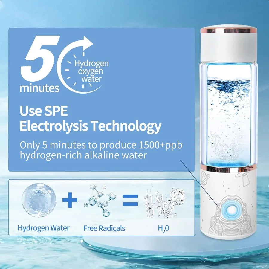 Hydrogen Water Bottle Generator Portable Electrolyzed Water SPE Technology
