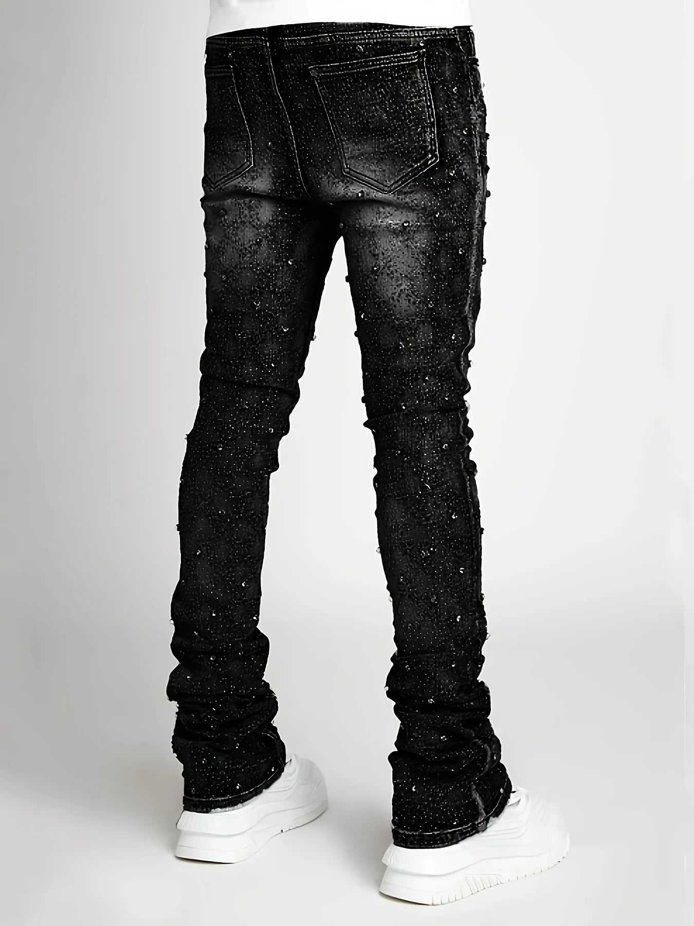 Mens Pearl Denim Jeans With Elastic Fit Straight Leg Style