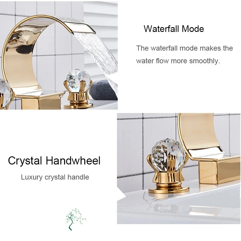 Wanmivezlo Waterfall Bathroom Basin Faucet Deck Mounted Dual Handle