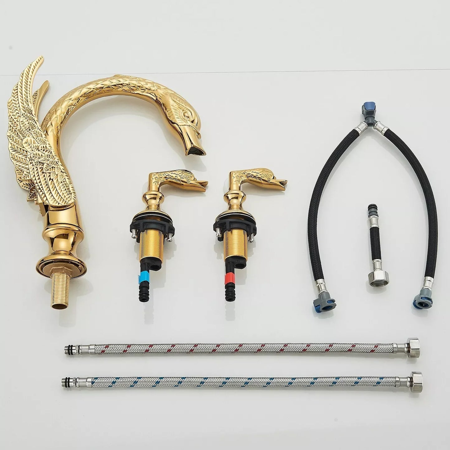 MYQualife Swan Shape Dual Handle Widespread Basin Faucet