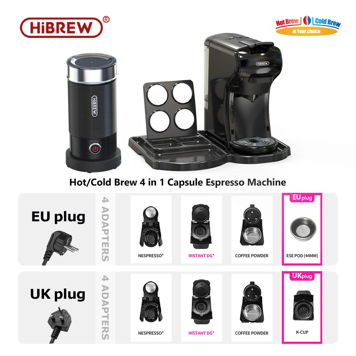 HiBREW Espresso Coffee Machine 19 Bar Capsule Pod Coffee Maker
