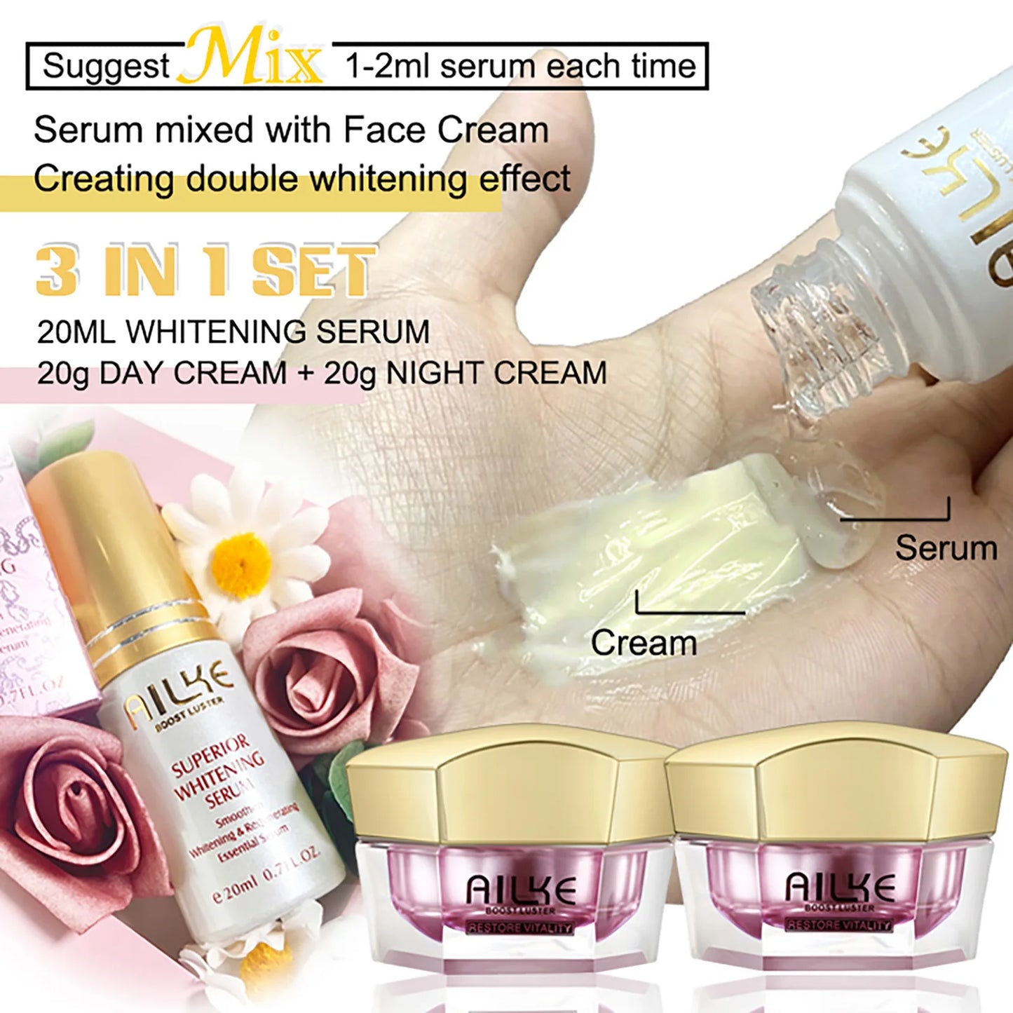AILKE Whitening Face Cream With Sodium Hyaluronate