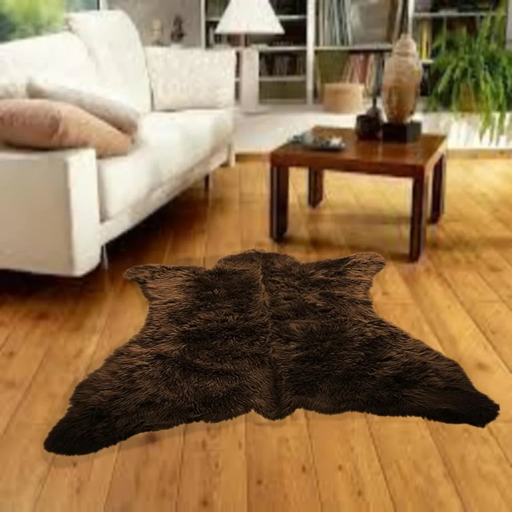 Luxurious Plush Faux Fur Bear Skin Rug For Cozy Living