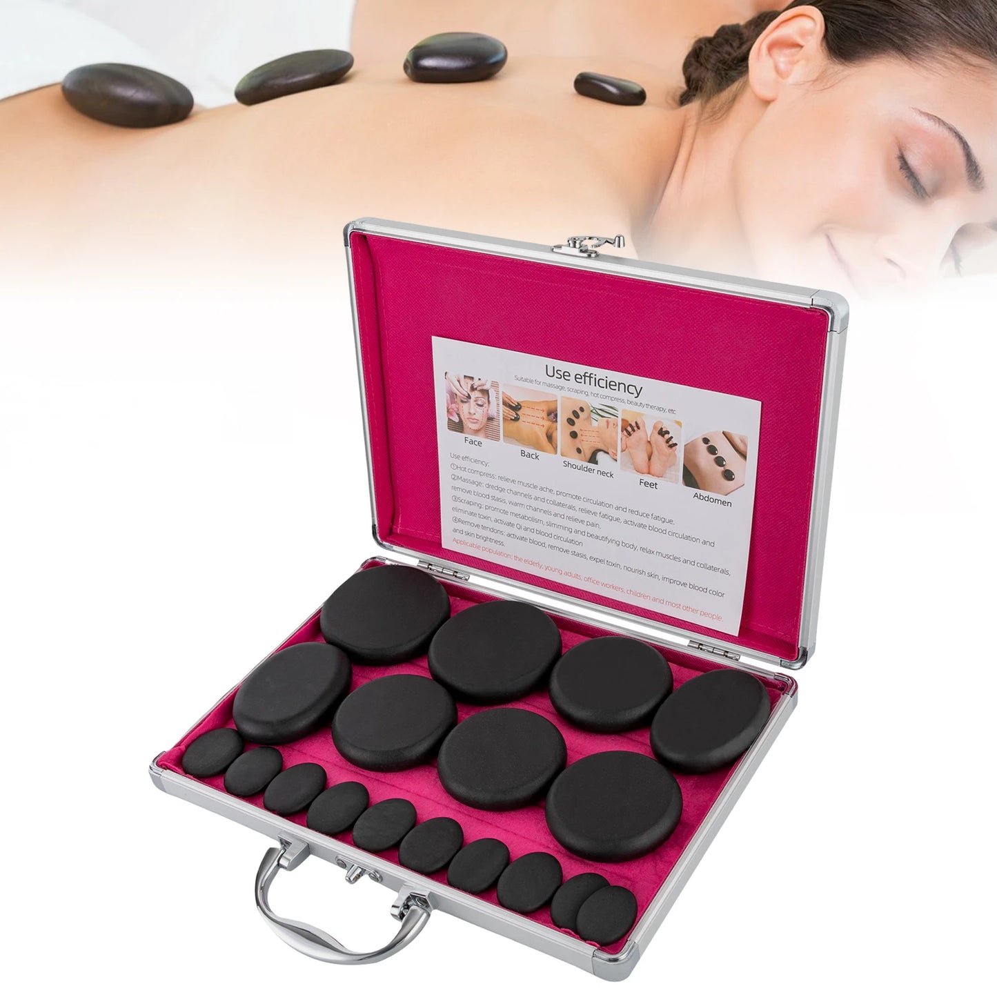Bymaocar Hot Stone Massage Set With Heater Box