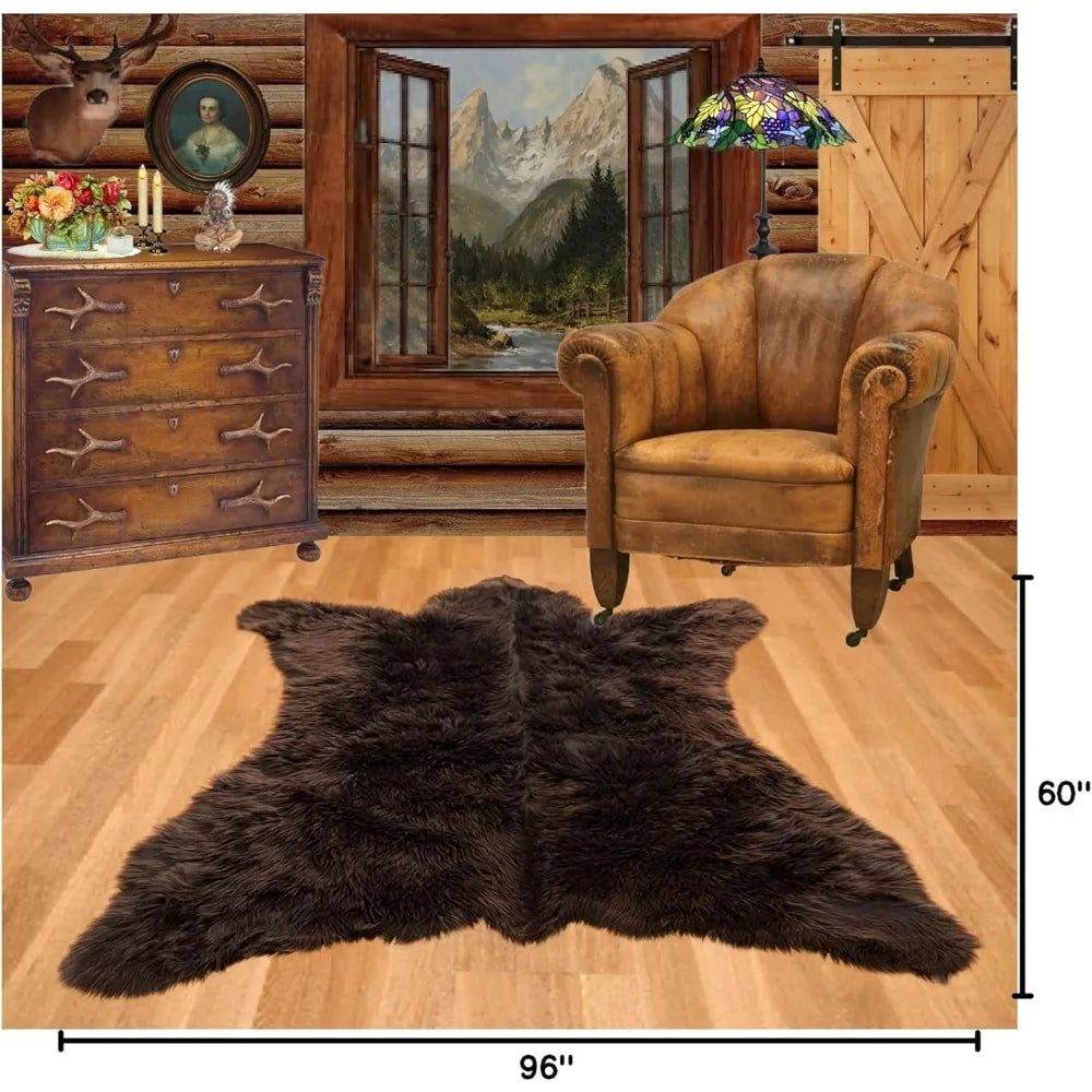 Luxurious Plush Faux Fur Bear Skin Rug For Cozy Living