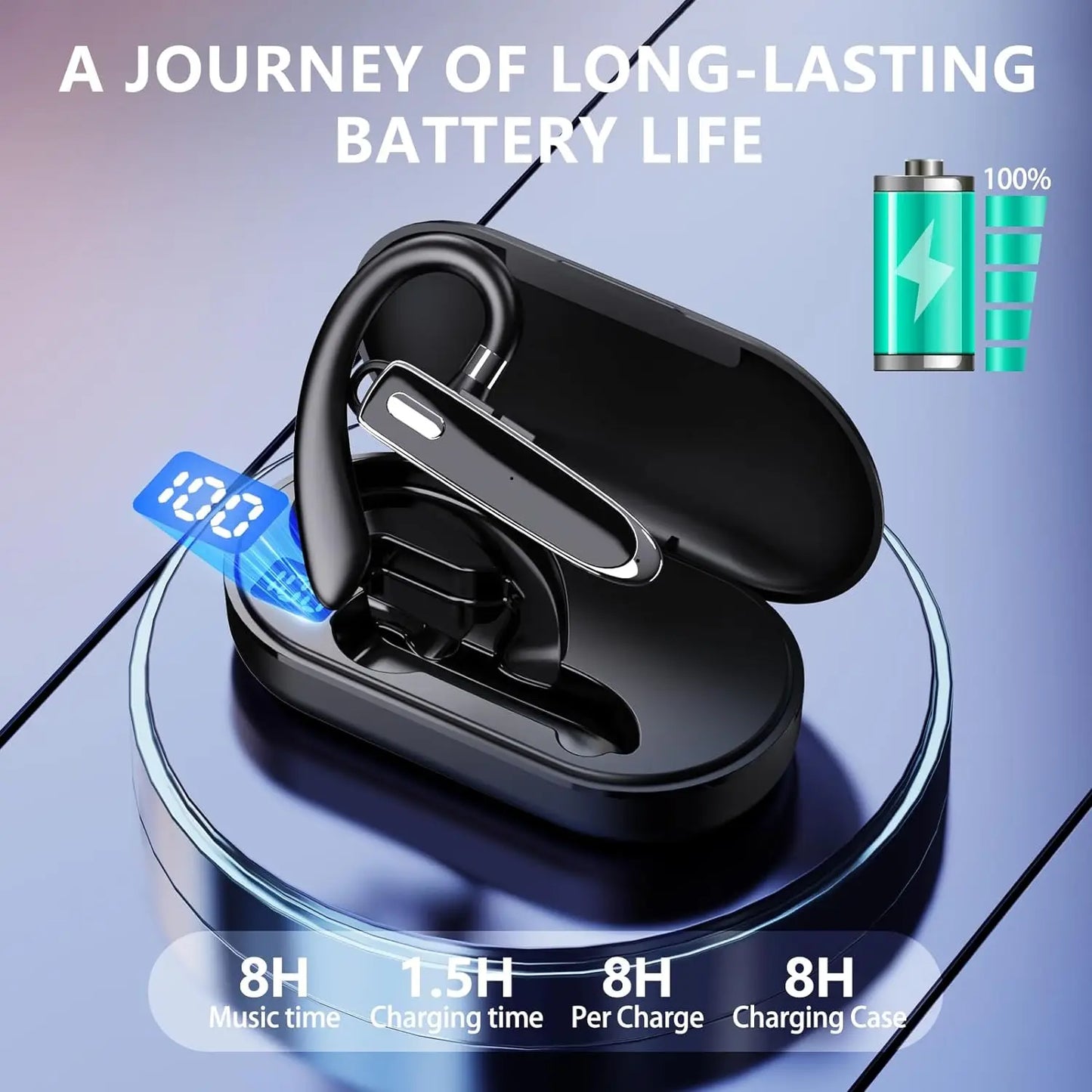 SHUKE Bluetooth Headset Wireless Earphones With 8 Hour Talk