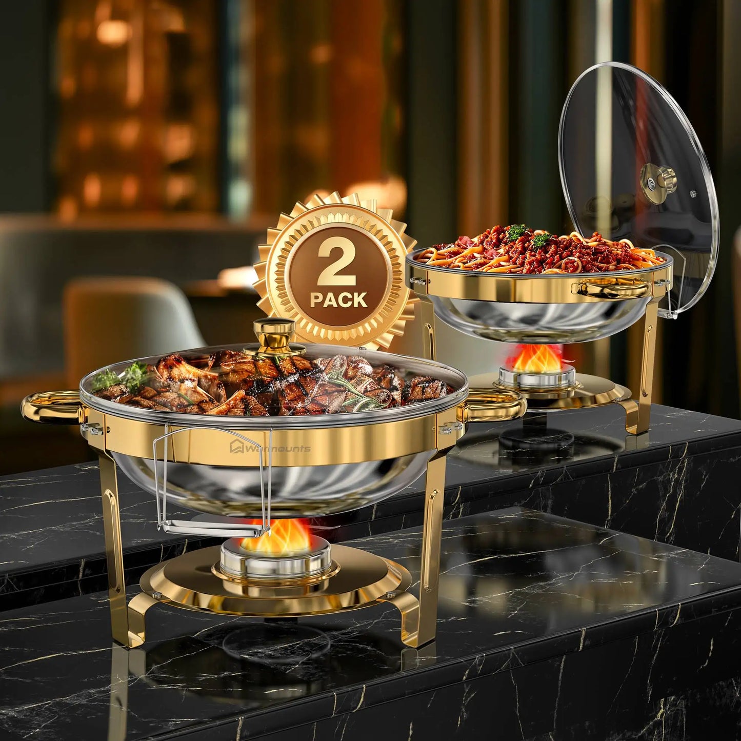 Round Stainless Steel Chafing Dishes Set for Buffets and Parties