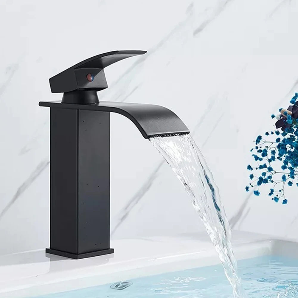 MYQualife Waterfall Bathroom Faucet Single Handle for Vessel Sink