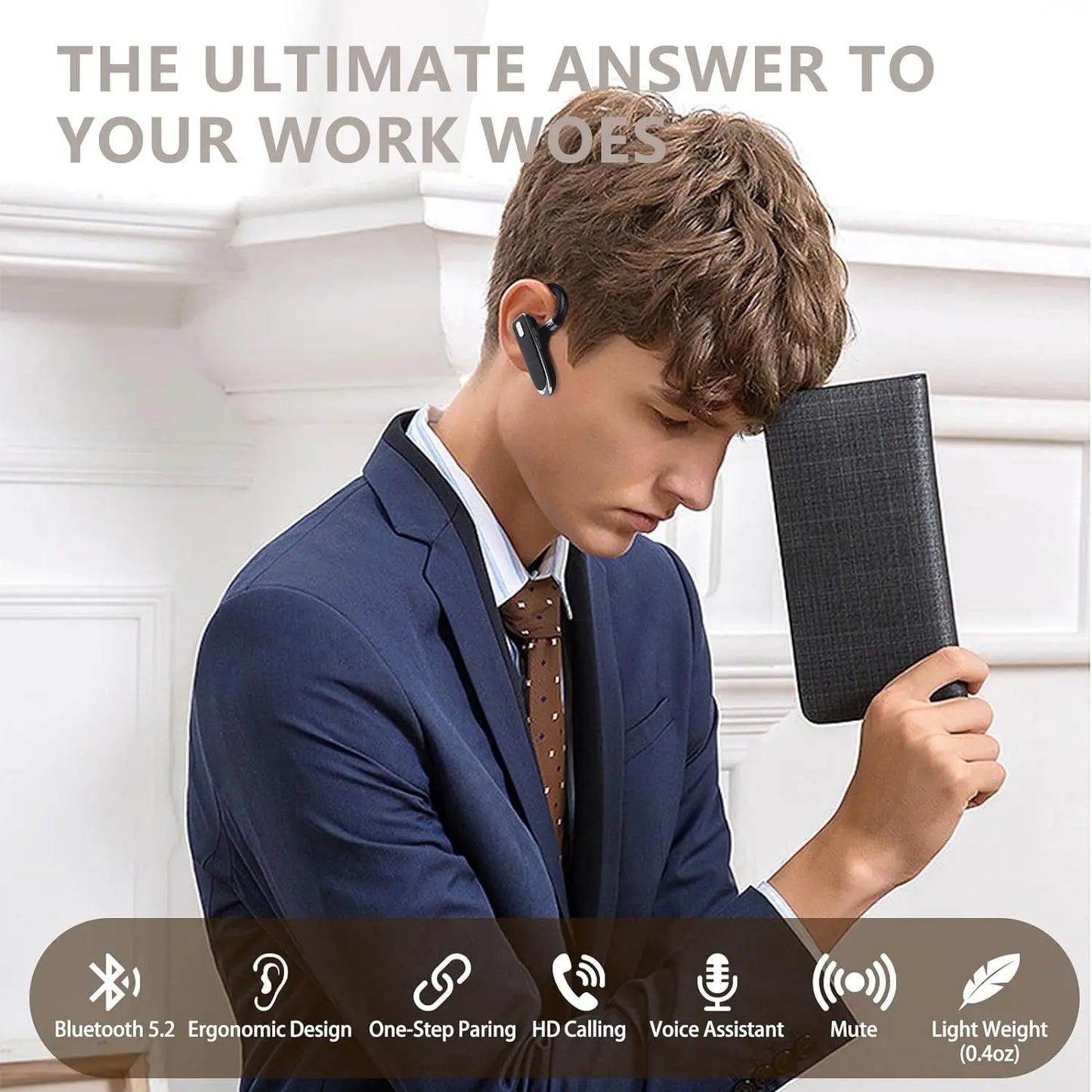 SHUKE Bluetooth Headset Wireless Earphones With 8 Hour Talk