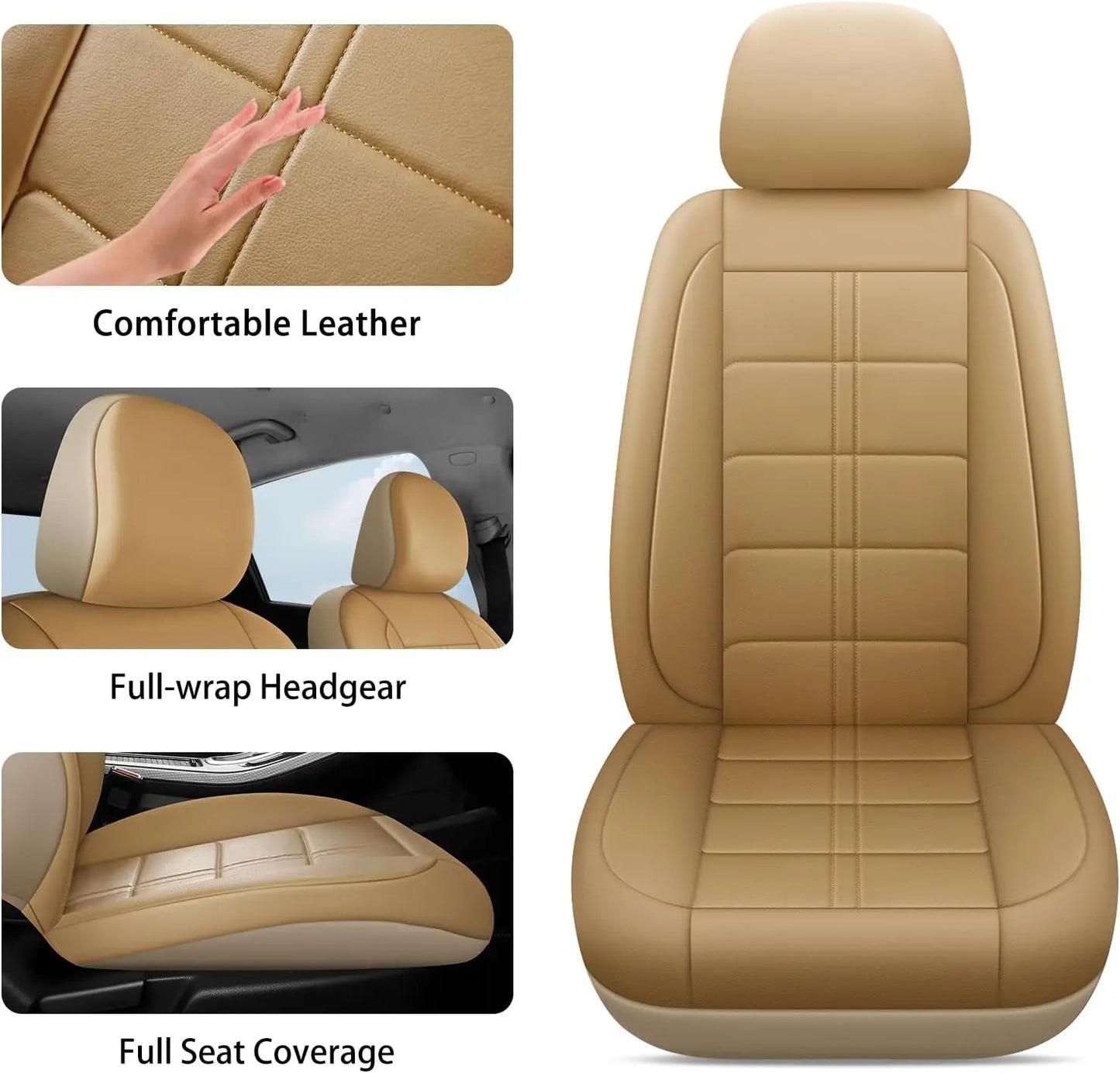 Leather Car Seat Covers Universal Fit Full Set 5 Seater