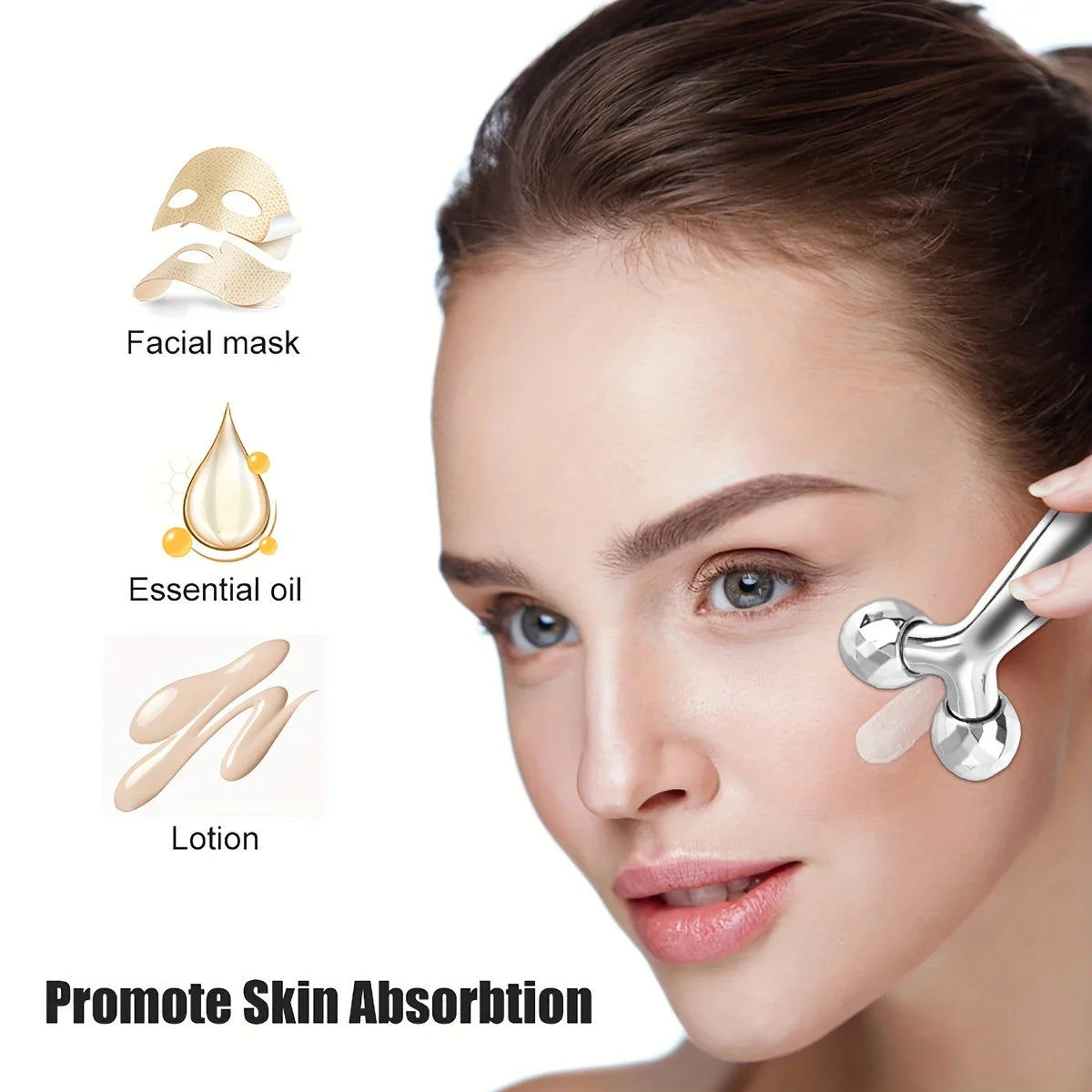 Suoji Stainless Steel Gua Sha Facial Tool 3D Roller Massager For Dark Circles And Eye Bags
