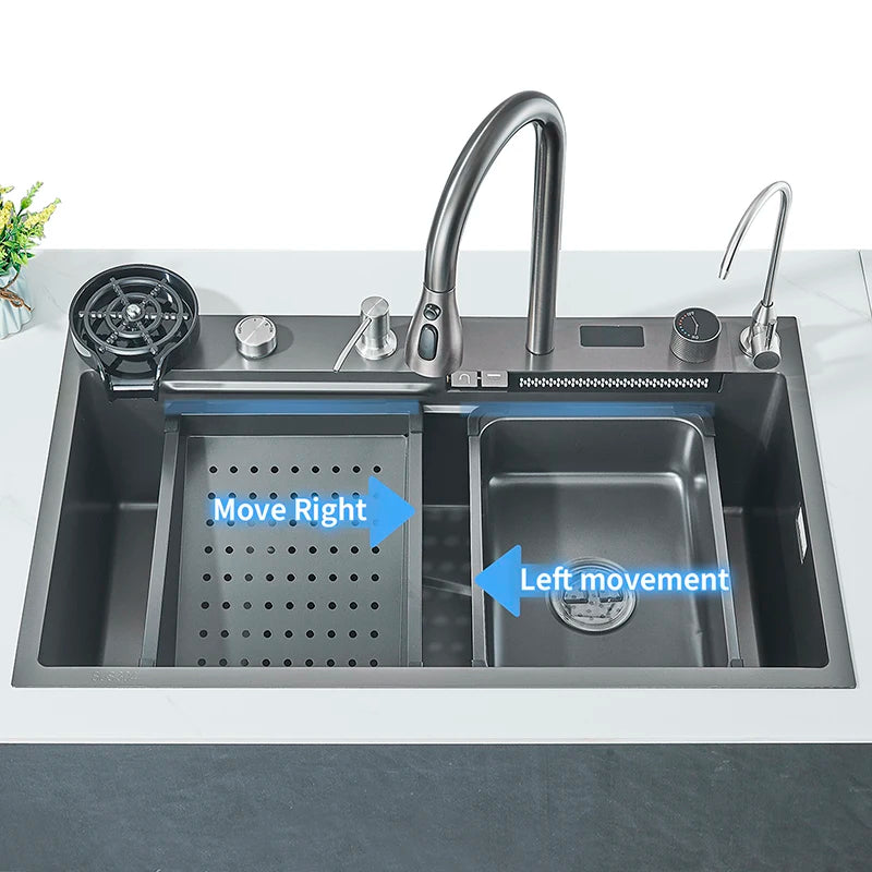 Shinesia Stainless Steel Kitchen Sink With Digital Display And Faucet