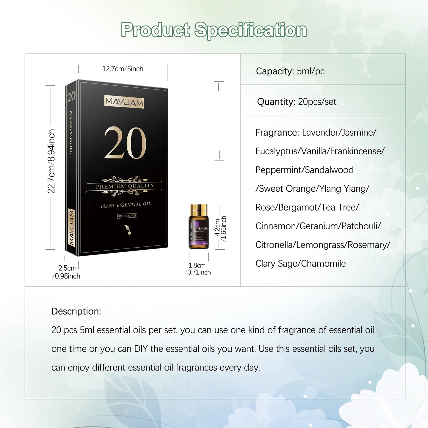 MAYJAM Essential Oil Set For Diffuser Aromatherapy Collection