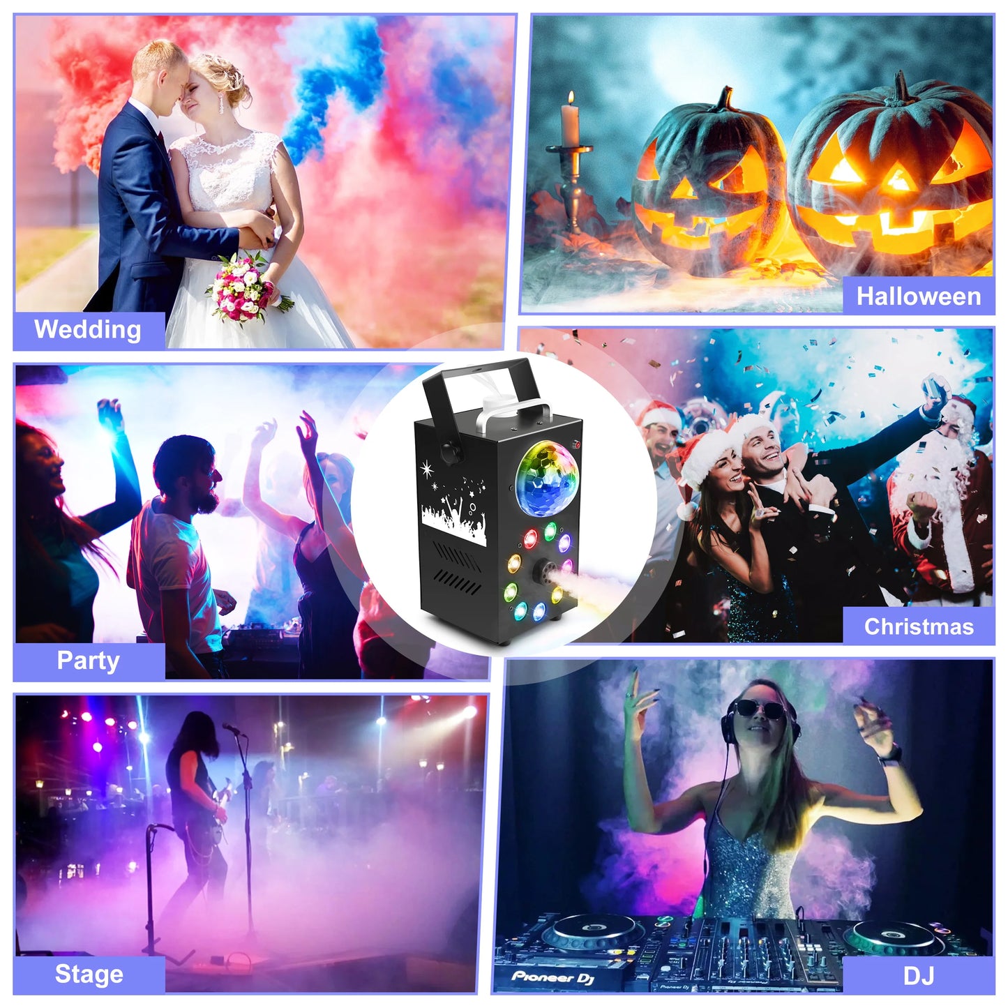 U'King 700W Smoke Machine Wireless Remote DJ Fogger RGB LED