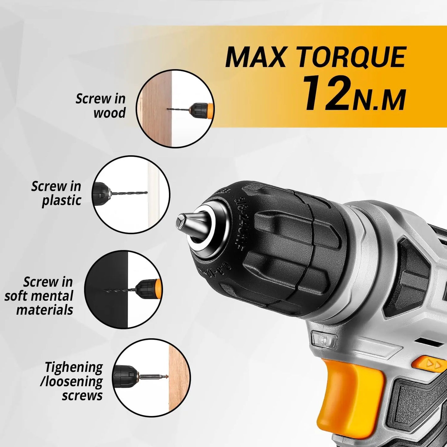 DEKODIY 8V Cordless Drill Power Tool Combo Kit With Keyless Chuck