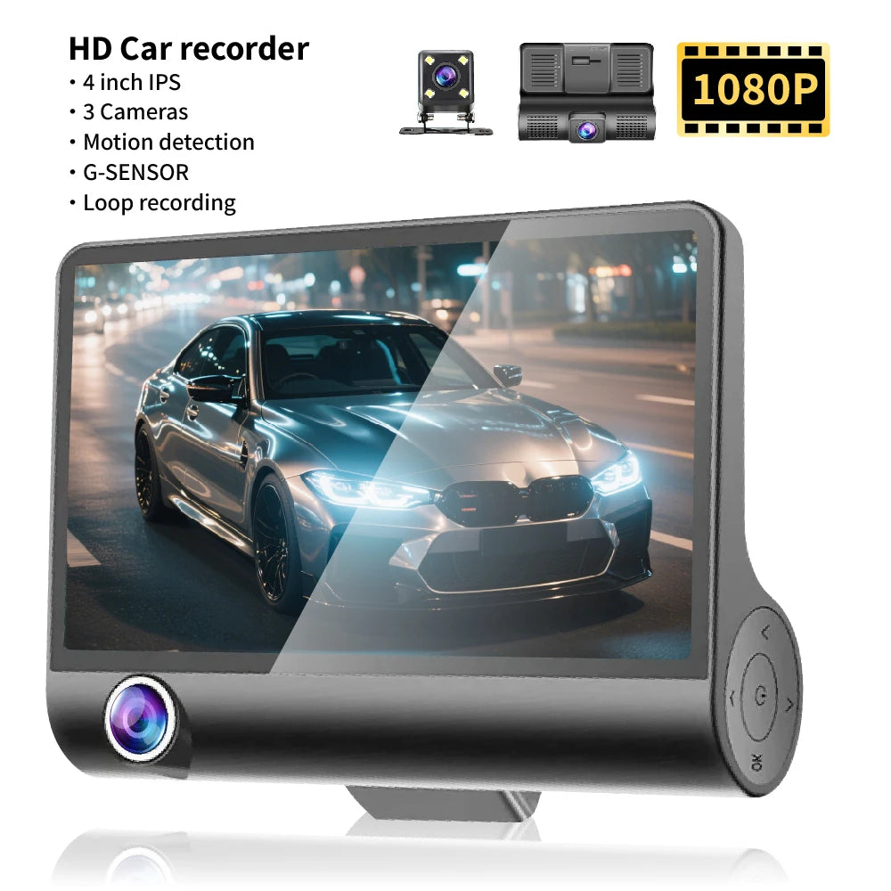 CAICYTO DashCam Car DVR Three Cameras FHD 1080P Night Vision