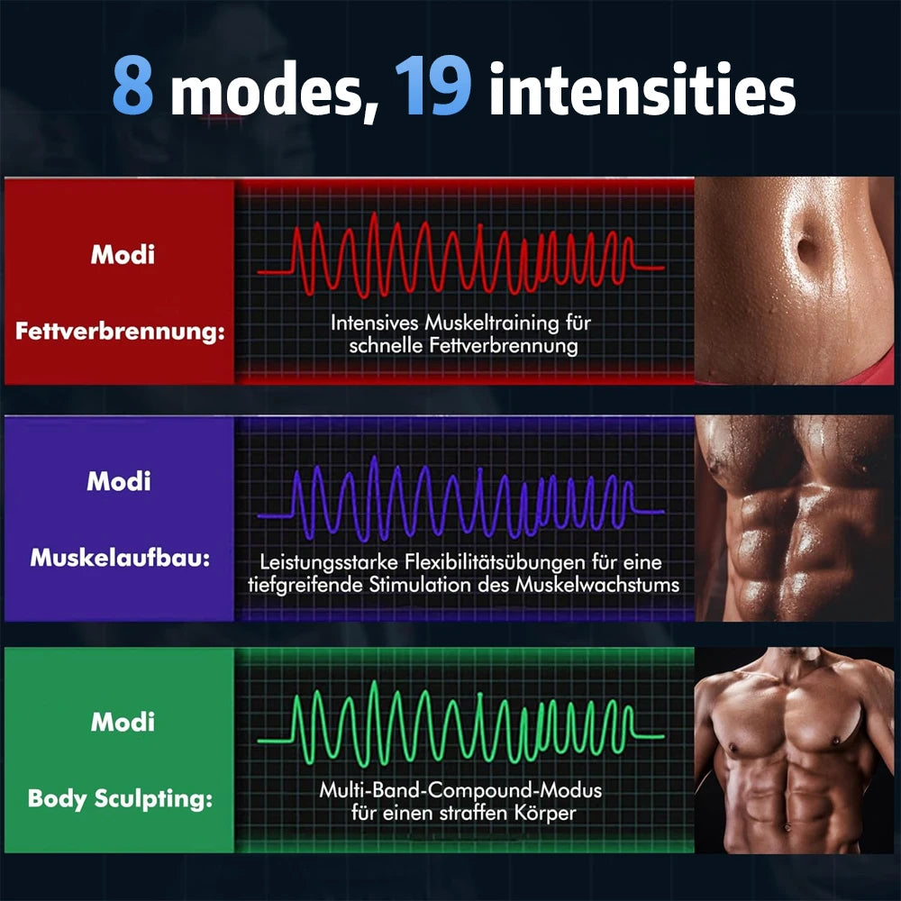 XMSJ EMS 8Pad Ab Trainer and Muscle Stimulator Vibration