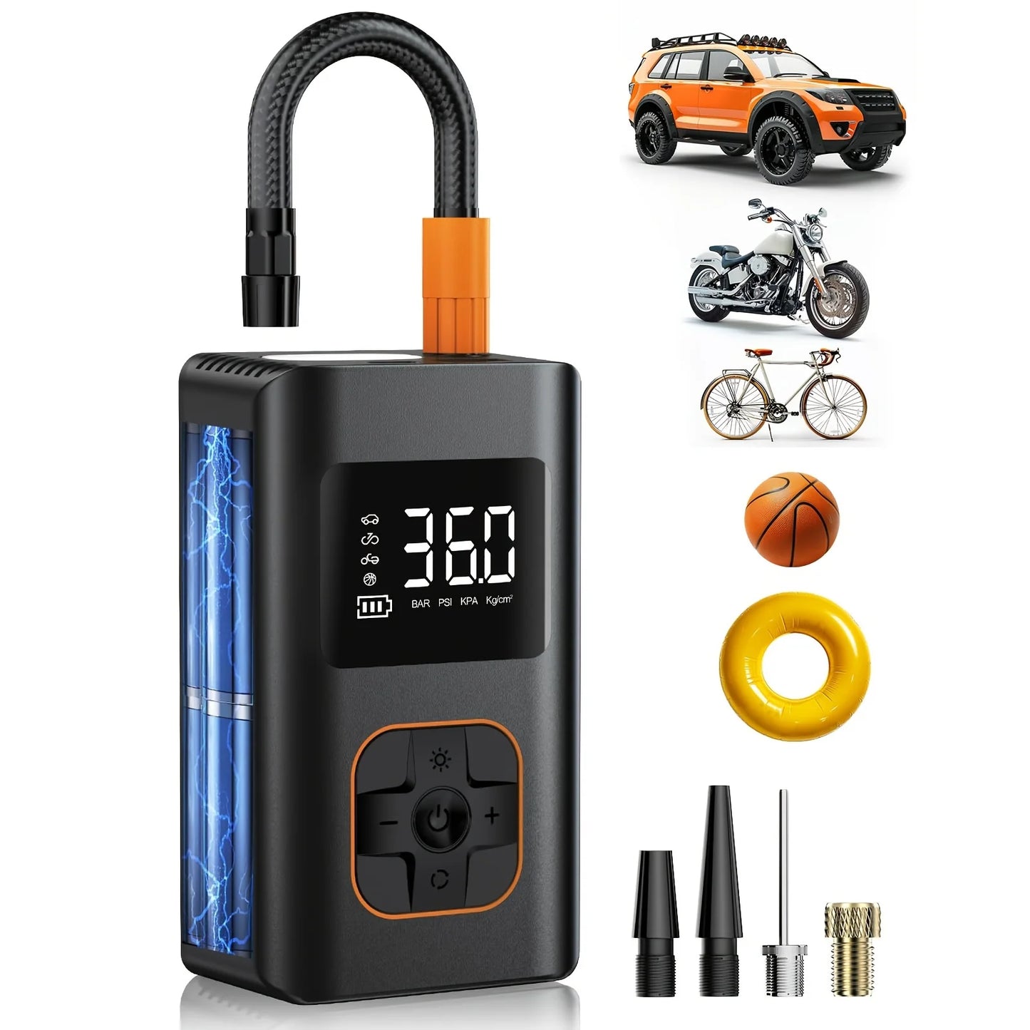Cordless Portable Tire Inflator Air Compressor 150 PSI LED Light