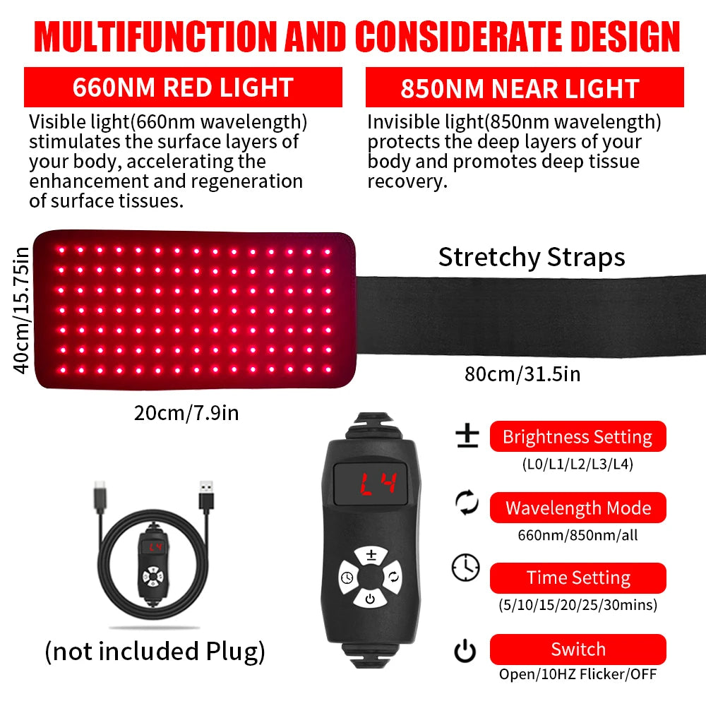 Red Light Therapy Pad 660nm 850nm Pain Relief Wrap Pro