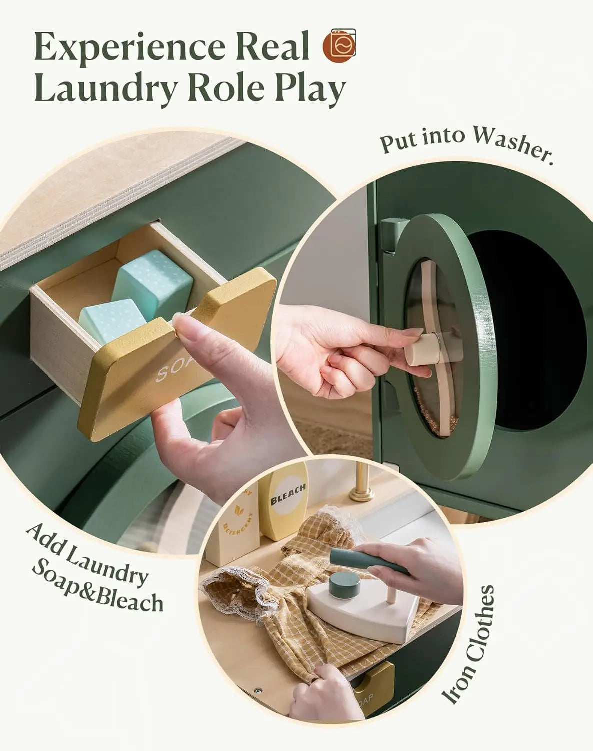 Robotime Wooden Washing Machine and Dryer Playset