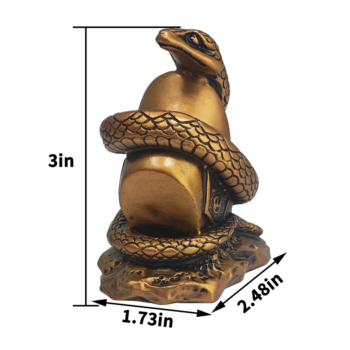 Feng Shui Chinese Zodiac Snake Embracing Gold Ingot Statue