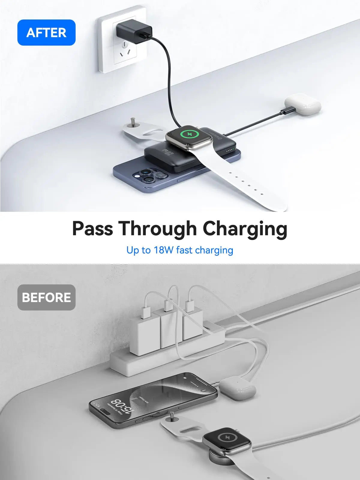 Newdery 10000mAh Magnetic Wireless Power Bank For Apple Watch Series 9 8 7 6 5 4 Ultra 2 And iPhone 16 15 Galaxy Phones