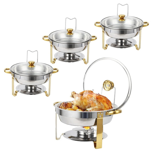 Feature Chafing Dish Buffet Set 5 Quart Warmers With Lids